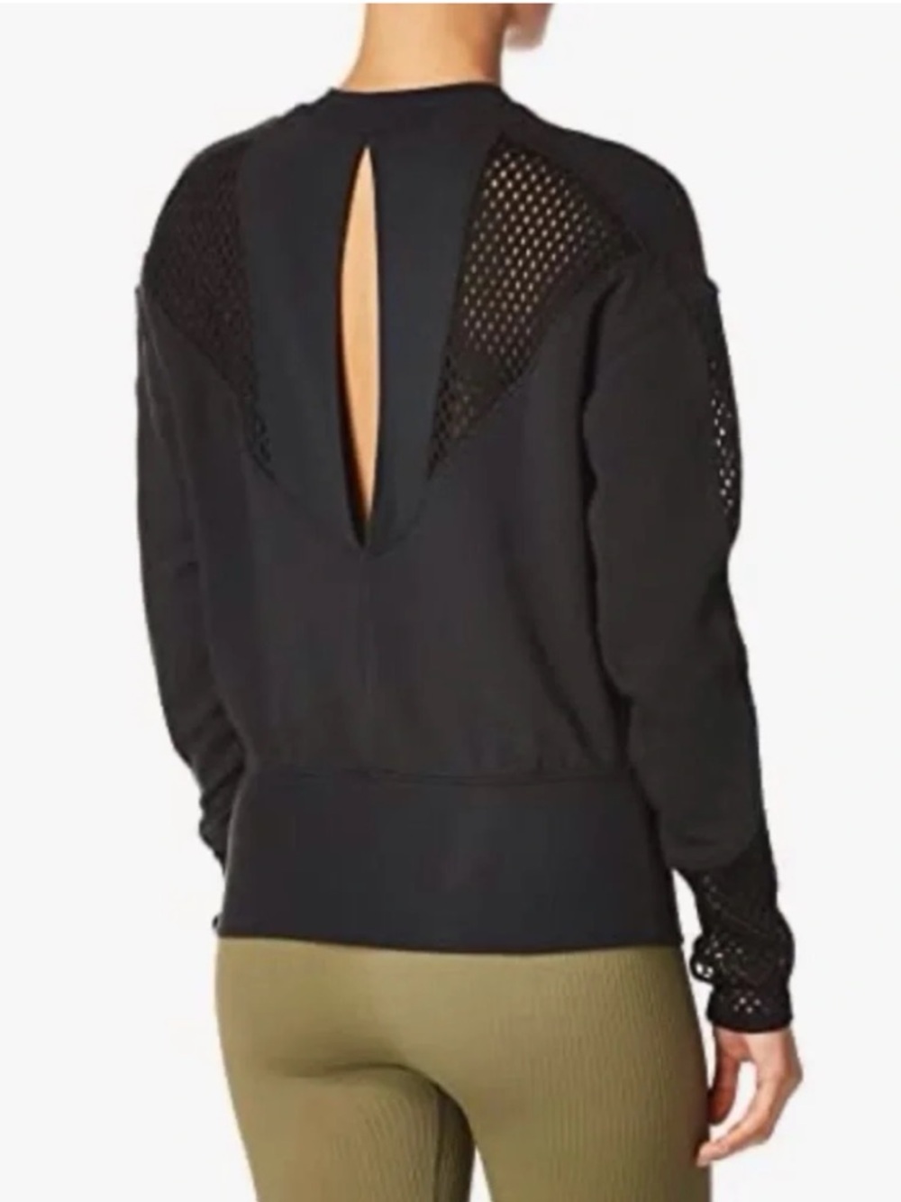 Alo Yoga Formation Mesh Keyhole Open Back Thumbhole Gray Sweatshirt
